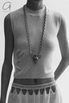 SWAYING/KNIT Silk Cashmere Back Hollow Vest SW24SS1T12 White PS75